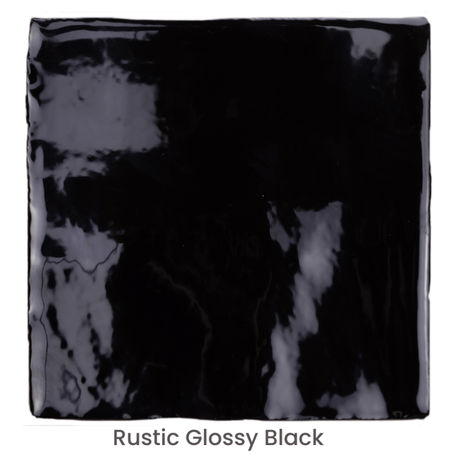 Rustic Handmade Wandtegel 13x13cm Vierkant Glossy Black